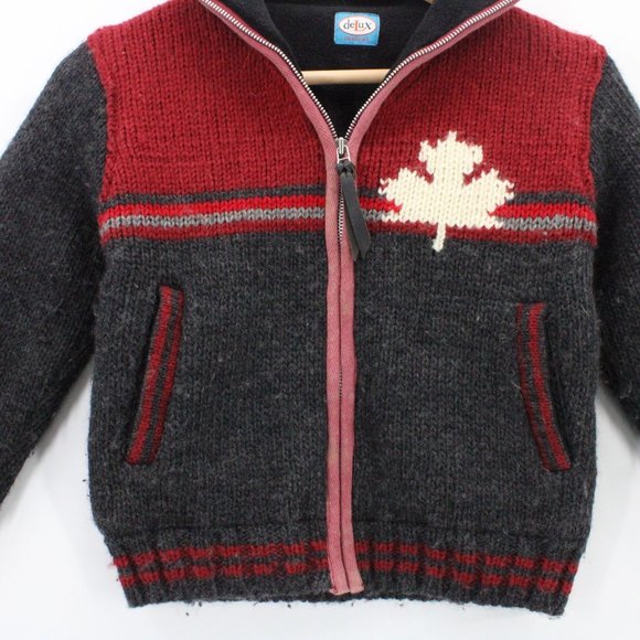 Delux Wool Jacket Kids Unisex Multicolor CANADA Full Zip Poler Fleece Lined - Picture 4 of 8